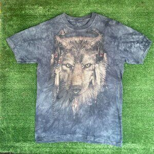 Vintage Y2K Wolf Nature Shirt Acid Wash Tribal Animal Art Tee